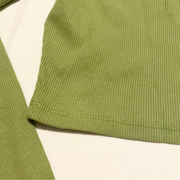 Zara Green Long Sleeve Crop Top Collard Shirt Size Medium - Picture 15 of 15